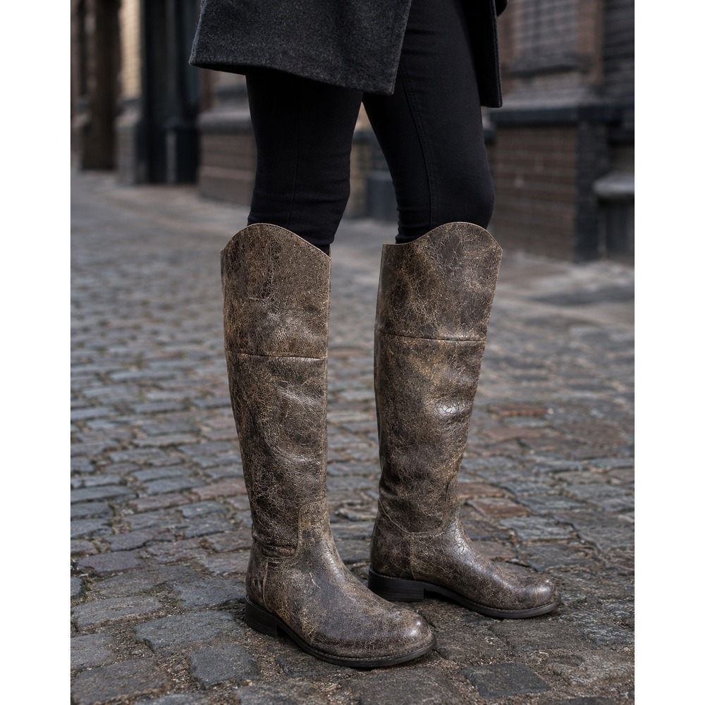 Steve Madden Proverb Leather Riding Boots Women's 8 Distressed